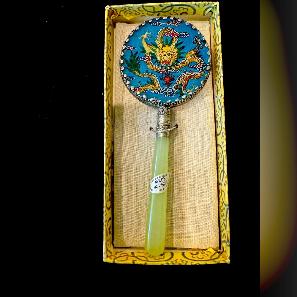 Vintage Chinese Hand Mirror with Dragon Motif